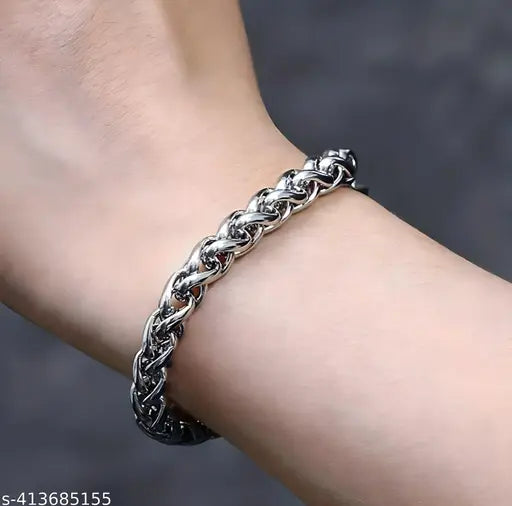 10 mm Men Women Stainless Steel Silver Curb Link Chain Bracelet Doubla Layers New